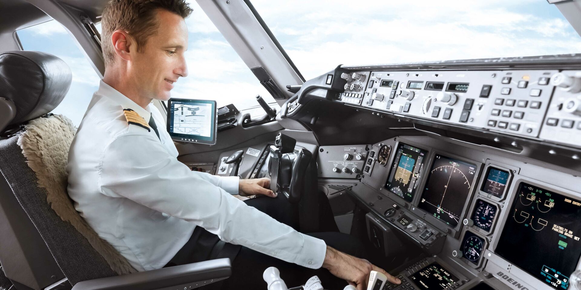 Pilot in cockpit