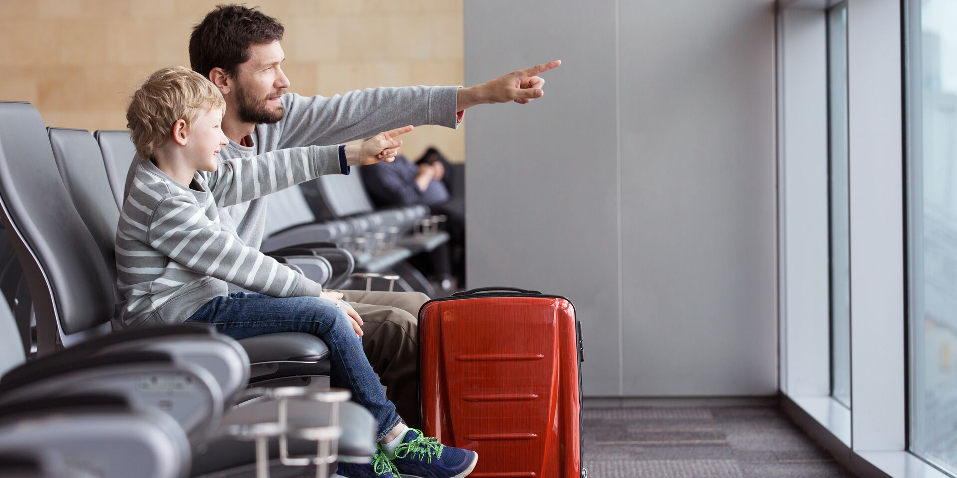 Traveling with an infant by plane priority boarding at the airport Air