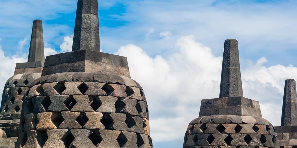 World heritage & the biggest bhuddist temple Borobudur in Yogjakarta in Java, Indonesia