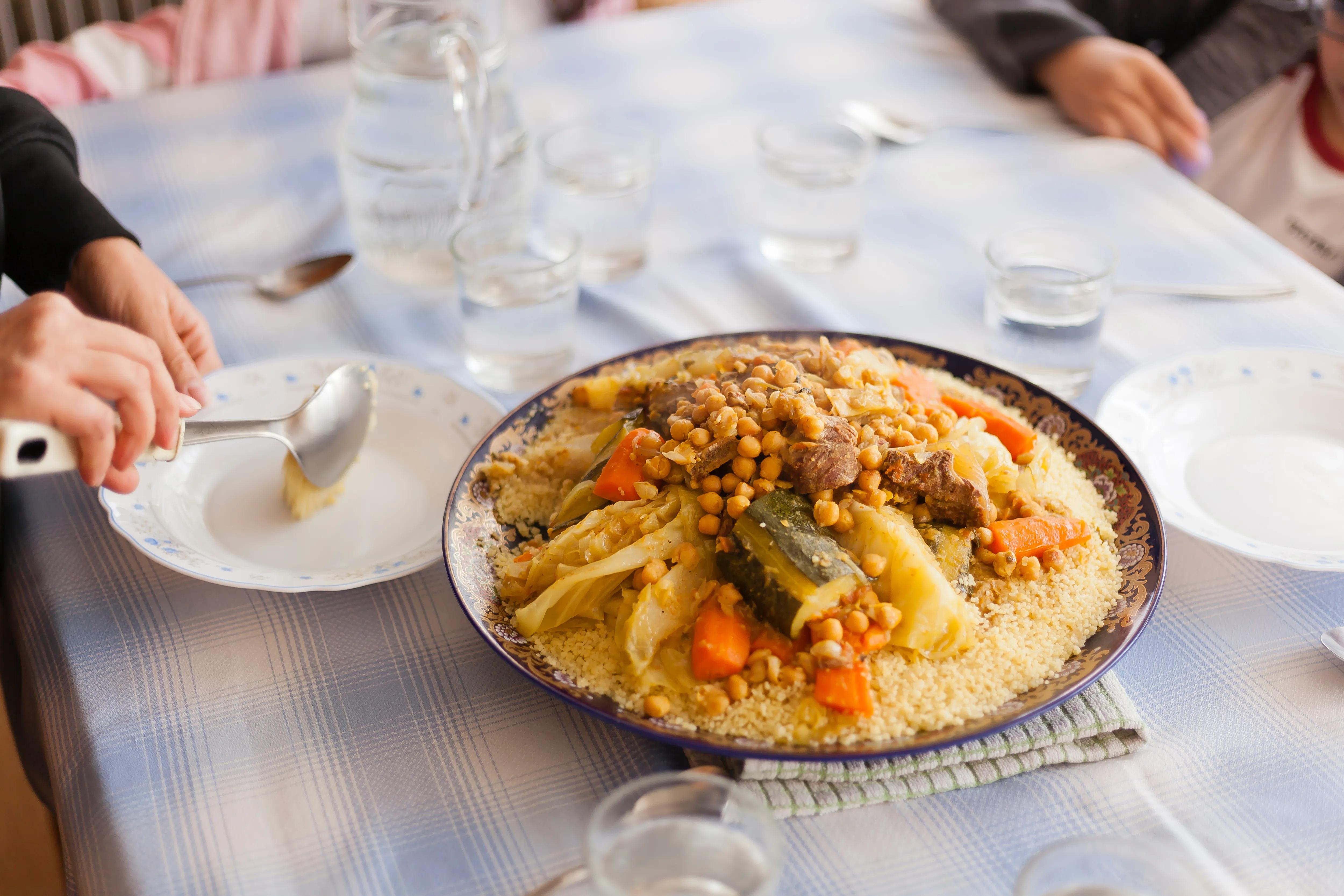 Traditional Moroccan homemade Couscous plate