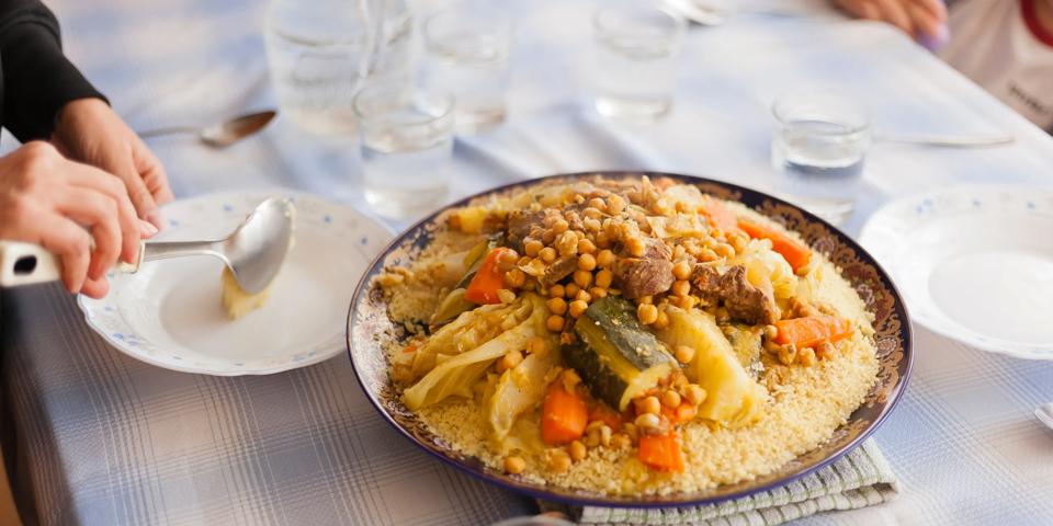 Traditional Moroccan homemade Couscous plate