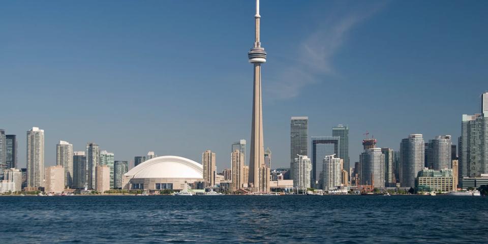 Skyline of Toronto. Showing the CN tower and the Rogers Centre