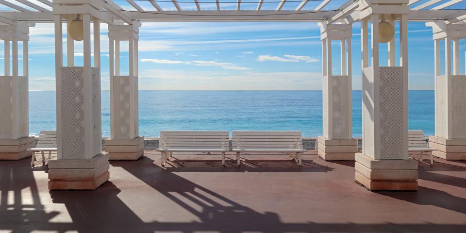 Promenade des Anglais in Nice overlooking the Mediterranean Sea