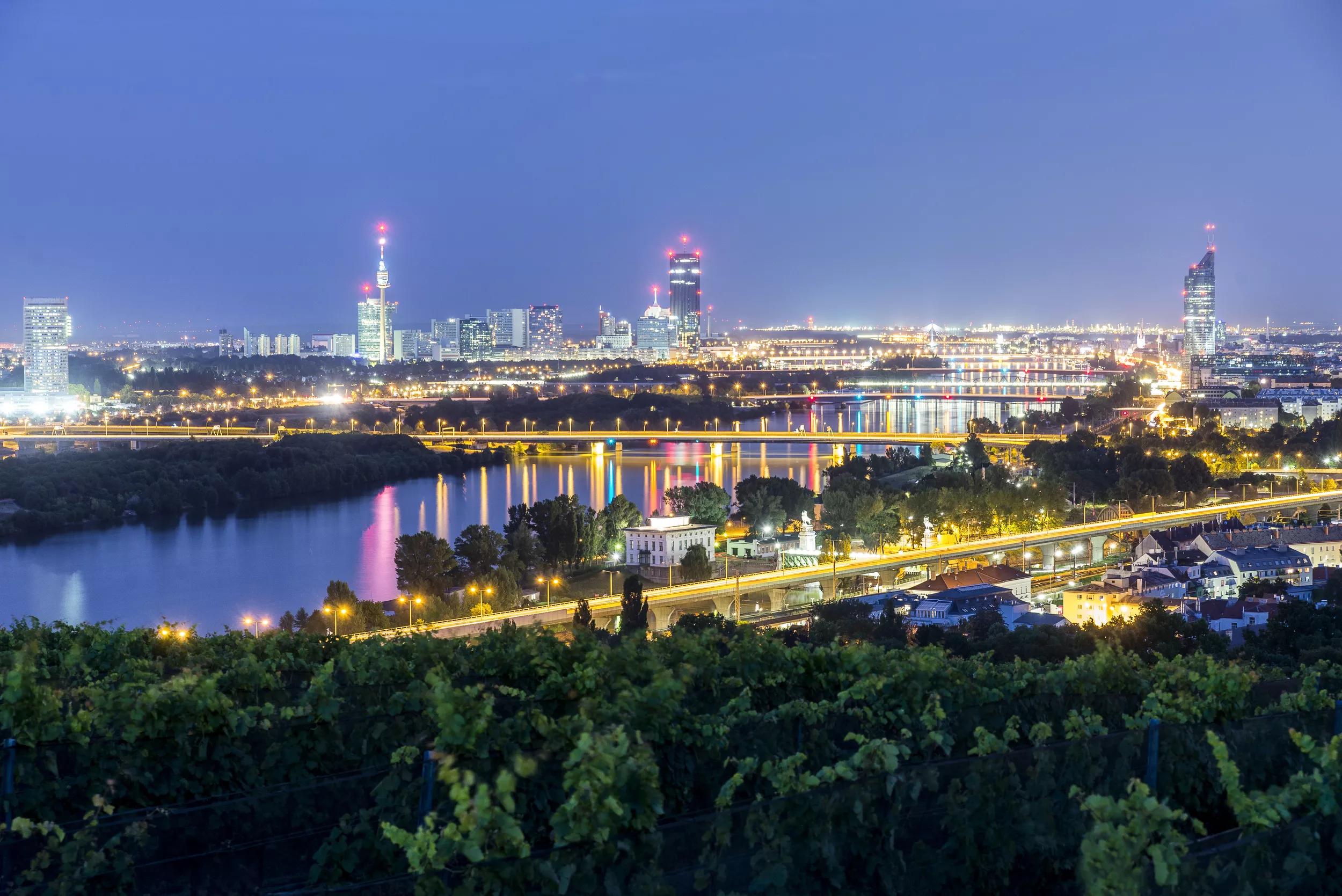 Vienna, skyline by night