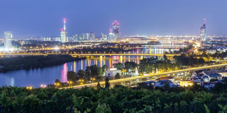 Vienna, skyline by night