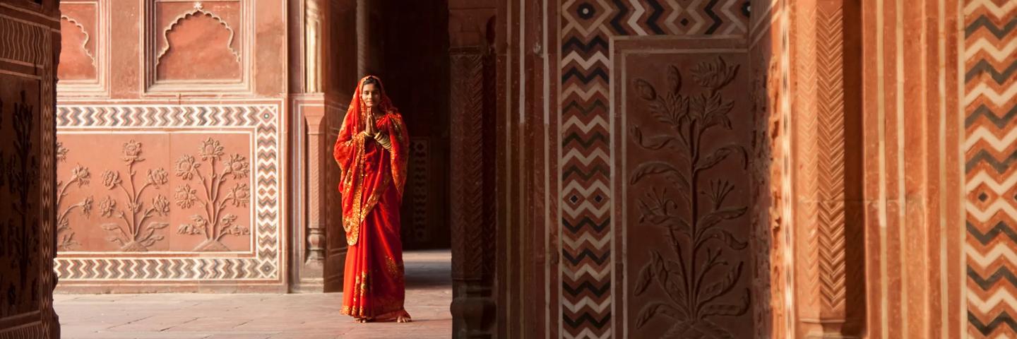 Taj Mahal tomb, woman praying