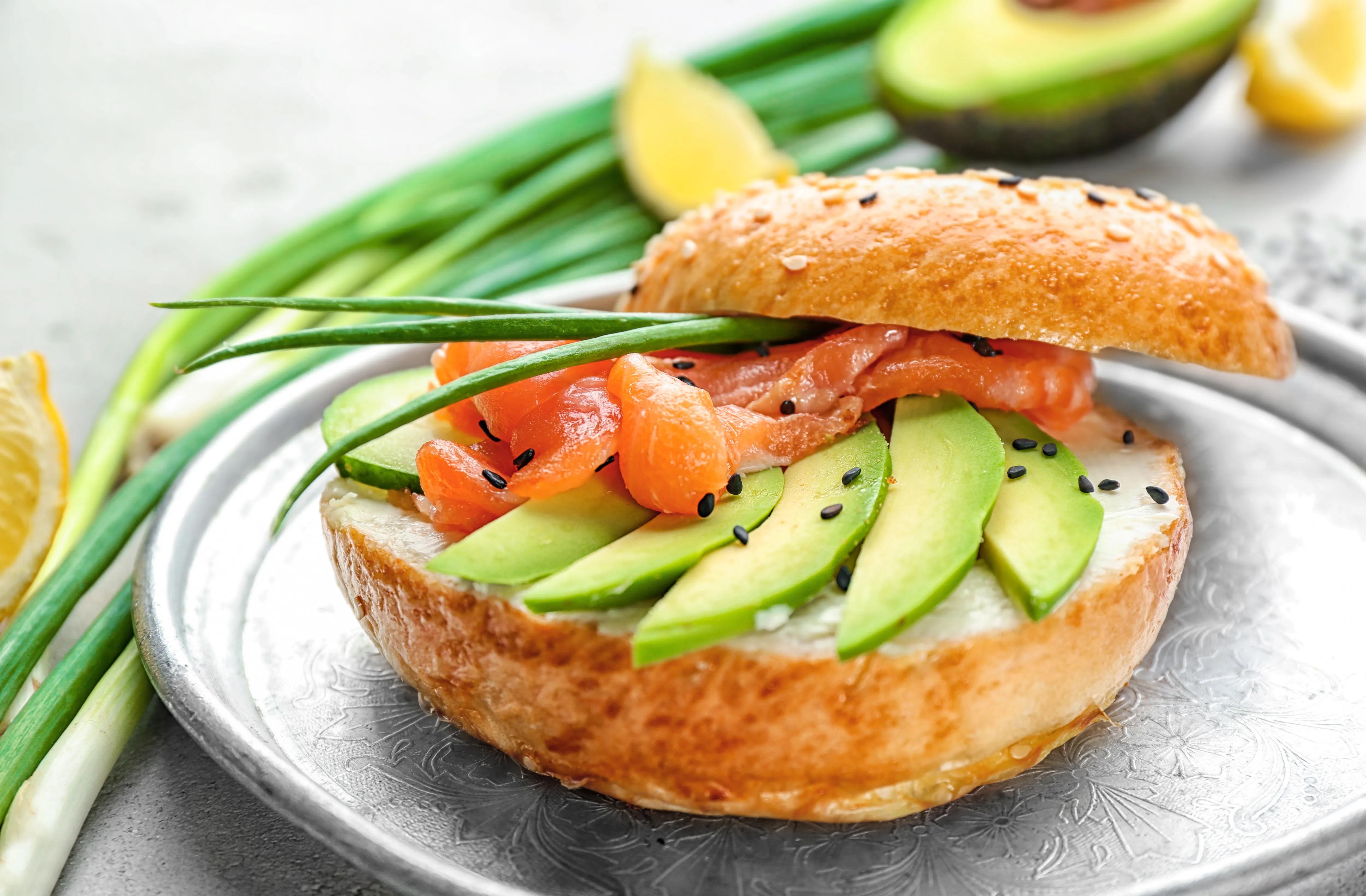 Delicious salmon bagel