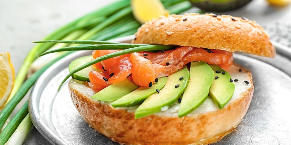 Delicious salmon bagel