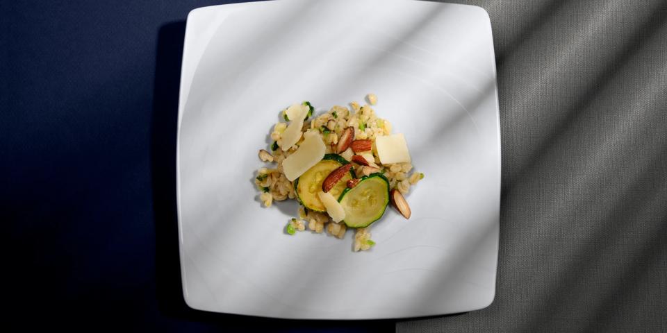 Basmati rice sautéed and flavored with Colombo seasoning, served with finely diced spring vegetables