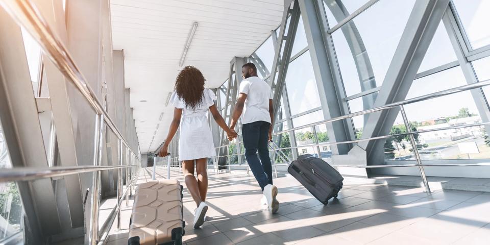 Passengers walking in the airport