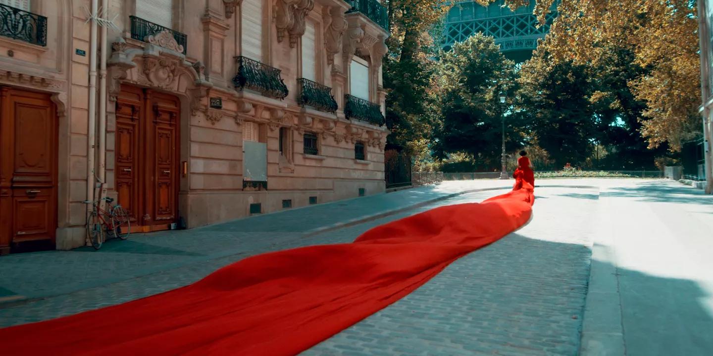 Woman running in the streets of Paris