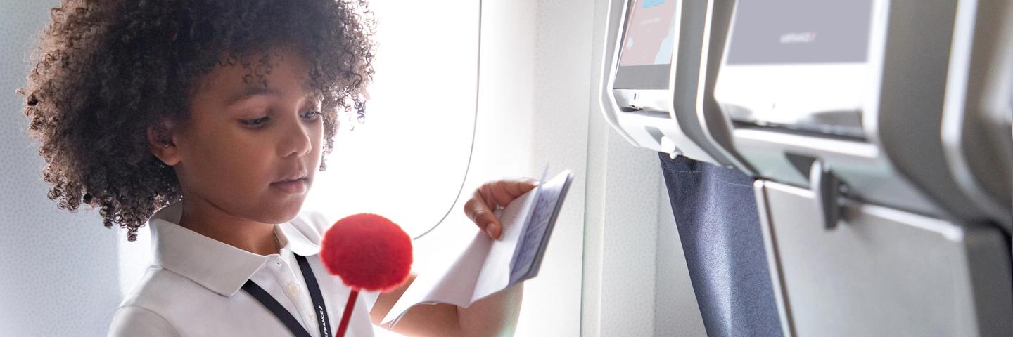 child traveling alone in a plane