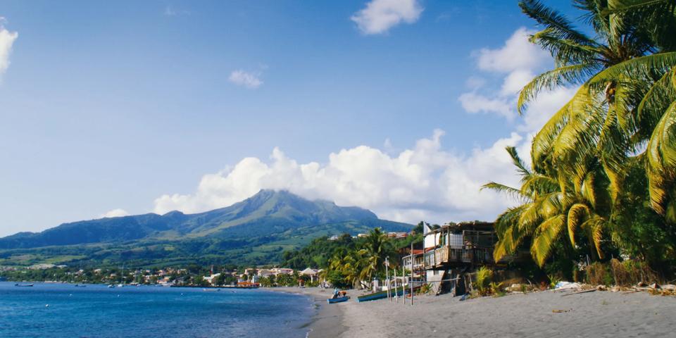 Peeled mountain and Caribbean sea