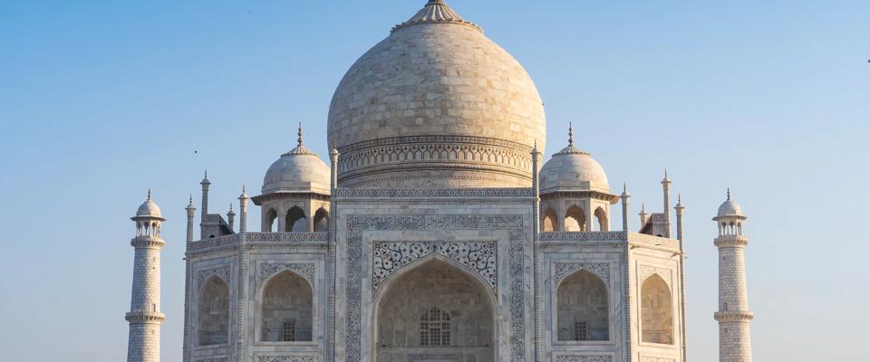 Taj Mahal , the symbol of love, on the south bank of the Yamuna river