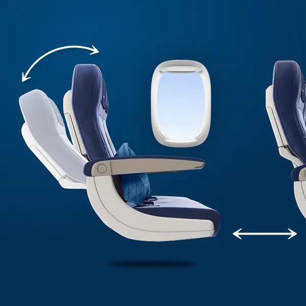 Siège en cabine Economy avec un dossier plus inclinable et plus d'espace pour les jambes